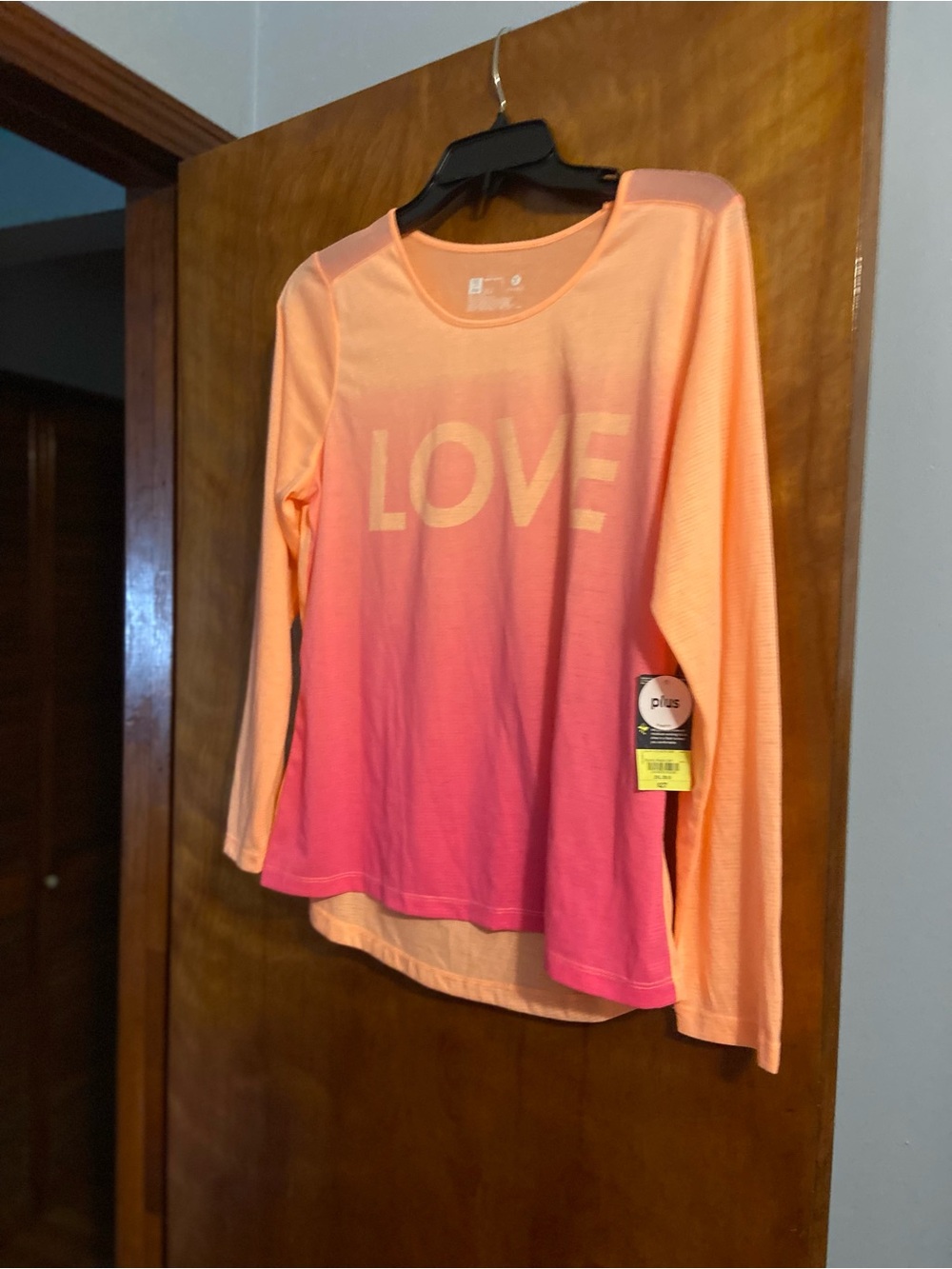 Xersion Ombre 'LOVE' Long-Sleeve Tee - Pink & Peach